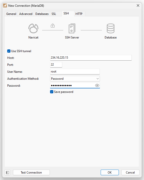 Using Navicat with SSH Tunnel